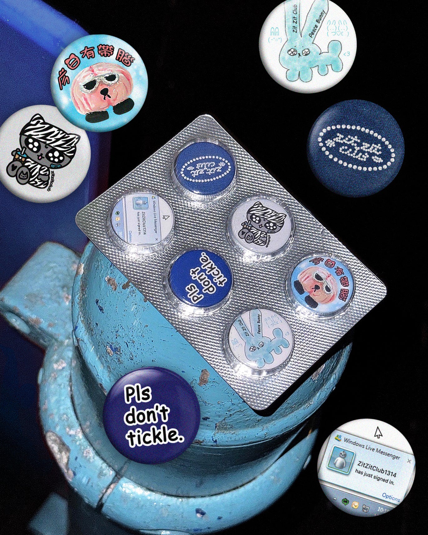 💊mini pill pin💊 (🔵blue🔵set of 6)