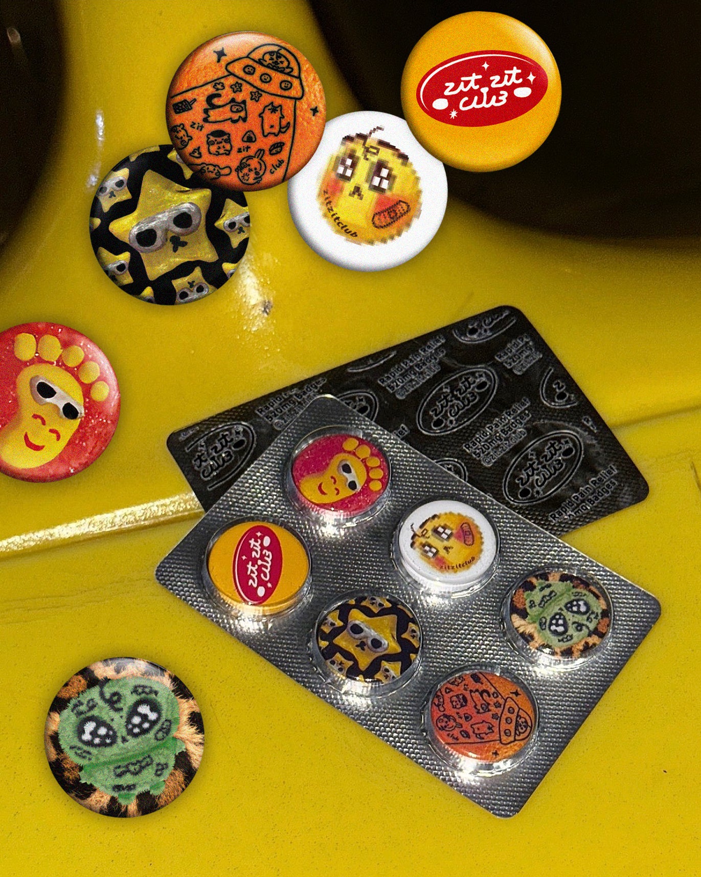 💊mini pill pin💊 (🏀yellow🏀set of 6)